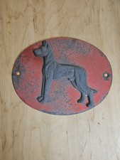Vintage Great Dane Trucking Cast Metal Plaque Sign Red Black Semi Trailer Decor picture