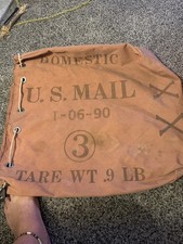 NICE Vintage Heavy Duty Canvas Domestic U.S. Mail Bag #3 Tare Wt .7 LB L@@K picture