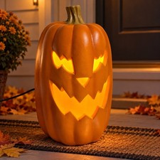 Lighted Halloween Jack O Lantern Pumpkin 15 Inch Electric Corded Fall Porch Deco picture