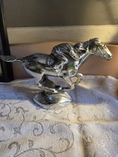 Antique 1940s Chrome Racehorse & Jockey #6 Hood Ornament | Mold A57A Car Mascot picture