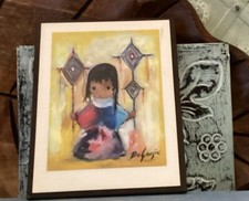 Ted De Grazia Heavenly Blessings PLAQUE Art American Indian Signed 6X 4 1/2” picture