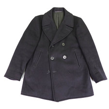 Vintage US Navy Jacket 42 Black Wool Pea Coat 40s 50s N140 Naval Clothing Depot picture