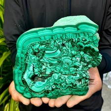 1.58LB Natural Green Malachite Crystal Flaky Pattern Ore Specimen Quartz Healing picture