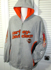 Harley-Davidson Full Zip Hoodie~Stitched On Graphics~Unisex Youth L (16-18)~EUC picture