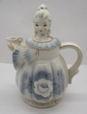 Lipper & Mann Victorian Lady Musical Tea Pot Blue Gold Tea for Two NON-WORKING picture