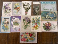 Pretty Lot of 12 Vintage Greetings Postcards w. Lily of the Valley Flowers~s557 picture
