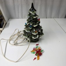 Vtg Holland Mold Green Lighted Ceramic Christmas Tree 11