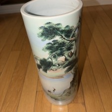 VTG Chinese Republic Period Hand Painted Porcelain Vase Landscape 30 H,12W  picture