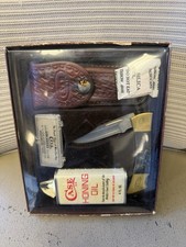Vintage Case XX Lockblade Knife Set #182 2159LSSP Oil Sheath Stone USA Wow picture