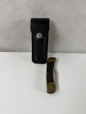 Vintage BUCK 110 4-Dot Folding Hunter Knife 1981-1986 Lockback & Leather Sheath picture