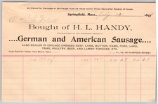 1898 H.L. Handy, German & American Sausage Billhead, Springfield, Mass picture