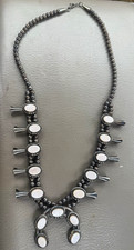 Sterling Silver Beaded Squash Blossom Necklace w/ Mother of Pearl accents picture