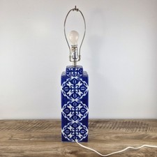 Vintage Pier 1 Imports Blue & White Chinoiserie Ceramic Table Lamp Base Only 20
