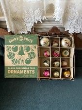 Christmas Lot of 12 Shiny Brite USA + Box Vintage Glass Ornaments Lot READ picture