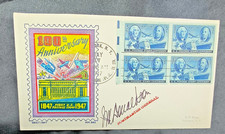 1947 US Stamp Centenary FDC Signed Postmaster General Jesse M Donaldson Block 4 picture