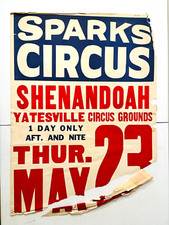 1946 Sparks Shenandoah PA Yatesville circus carnival poster advertising picture