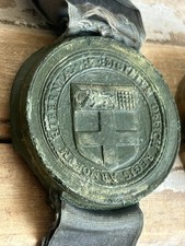 Antique Ireland Ulster King of Arms Green Wax Seal in Brass Crown Box picture
