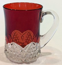 Antique 1904 Ruby Red Flash Souvenir Cut Glass Cup picture