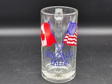 Vintage Niagara Falls Canadian Flag/American Flag Handled Glass picture