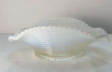 Vintage White Opalescent  Ruffled Edge Ribbed Spiral Glass Bowl by Model Flint picture