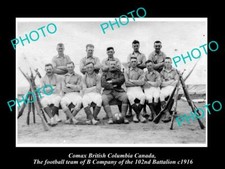 OLD LARGE HISTORIC PHOTO OF COMAX BC CANADA 102nd BATTALION FOOTBALL TEAM c1916 picture
