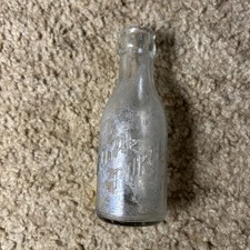 Antique 1910s Royal Purple Grape Juice Bottle Clear Embossed Glass Small 5 1/4