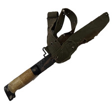 VTG 1960s Vietnam Era Bulldog Machete Japan + Canvas Sheath M1956 Pistol Belt picture