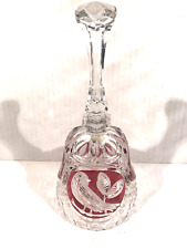 Lead Crystal Clear Crystal Dinner Bell With Etched Birds Leaves & Branches Gorge picture