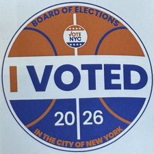 Knicks themed 'I Voted' sticker New York City 2.5 inch Diameter NYC Election picture