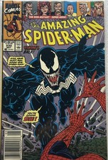 VTG THE AMAZING SPIDER-MAN #332 VENOM LONG TONGUE COVER ERIK LARSEN 1990 NM picture