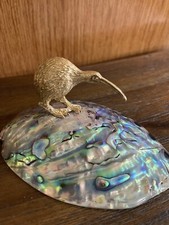 Vtg Kiwi Bird Paperweight Genuine Paua Abalone Rainbow Shell Ariki New Zealand picture