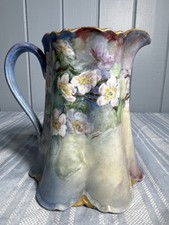 Antique Habsburg Austria HandPainted FloralPorcelain Pitcher Art Nouveau-c.1890s picture