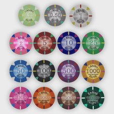 Bulk 500 Casino Elite Clay Poker Chips - 14 Gram - Pick Your Denominations picture