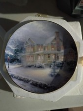 Thomas Kincaid Winter Scene Snowy House Collector Plate Multicolor Round picture