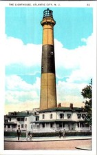 1910-20's THE ABSECON LIGHTHOUSE HOUSES PEOPLE ATLANTIC CITY NJ ANTIQUE POSTCARD picture