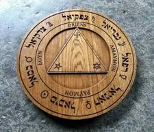 Table Of Conjuration ' Table Of Practice Hebrew Oak Carved Wooden Altar Pentcle picture