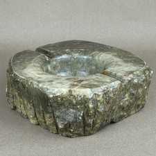 Alabaster Ashtray Italian Green Raw Edge Hand Carved Italy Brutalist 1960s MCM picture