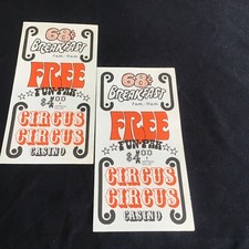 Original Pair Of 2 CIRCUS CIRCUS CASINO~LAS VEGAS 1970 Free Admission Coupon picture