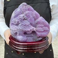 ALL 4.6LB Natural Purple Lepidolite Quartz Crystal Carved Mountain Scenery Reiki picture