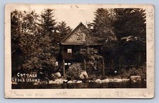 PC1/ Fourth Lake NY RPPC Postcard c1910 Adirondacks Cottage Cedar Island 553 picture