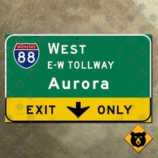 Illinois Interstate 88 East-West Tollway Aurora freeway highway road sign 15x9 picture
