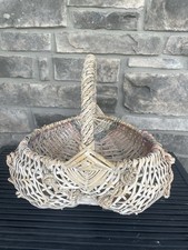 Vintage Primitive Large Egg BUTTOCKS BASKET Rope Knot Braid Weave Multicolored picture