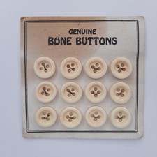Vintage Genuine Bone Buttons on Original Card 12 Buttons NOS picture