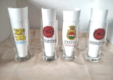 Vtg.  German Beer Glass Lot Lowenbrau Holsten Veltins Pilsener Barware Set of 4 picture