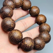 20mm-12 Beads Vietnam Ant Agarwood Qi Nan Bead Bracelet Dark Oil Feng Shui picture