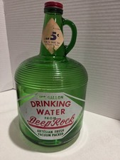Vintage Deep Rock Drinking Water 1 Gallon Green Glass Bottle – Los Angeles Calif picture