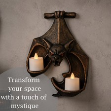 Gothic Bat Wall Sconce Candle Holder Vintage Bronze Halloween Decor picture
