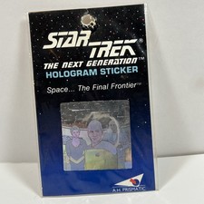 1992 STAR TREK NEXT GENERATION TV HOLOGRAM BADGE STICKER - PICARD-TROI & CRUSHER picture