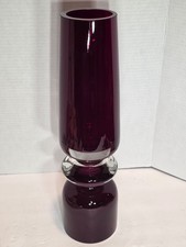 Waterford Marquis Tango Amethyst Vase Clear Base Art Glass Cylinder-Shaped 16