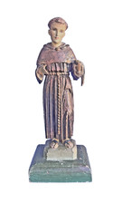 Vintage Hand Carved Wood Santo Bulto - Saint Anthony / Franciscan Friar picture